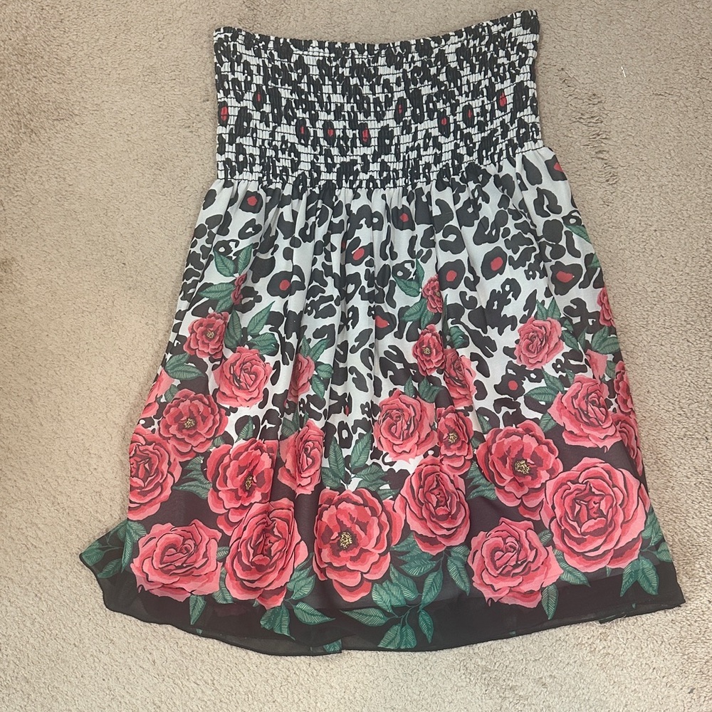 Floral Print Women's tube top dress